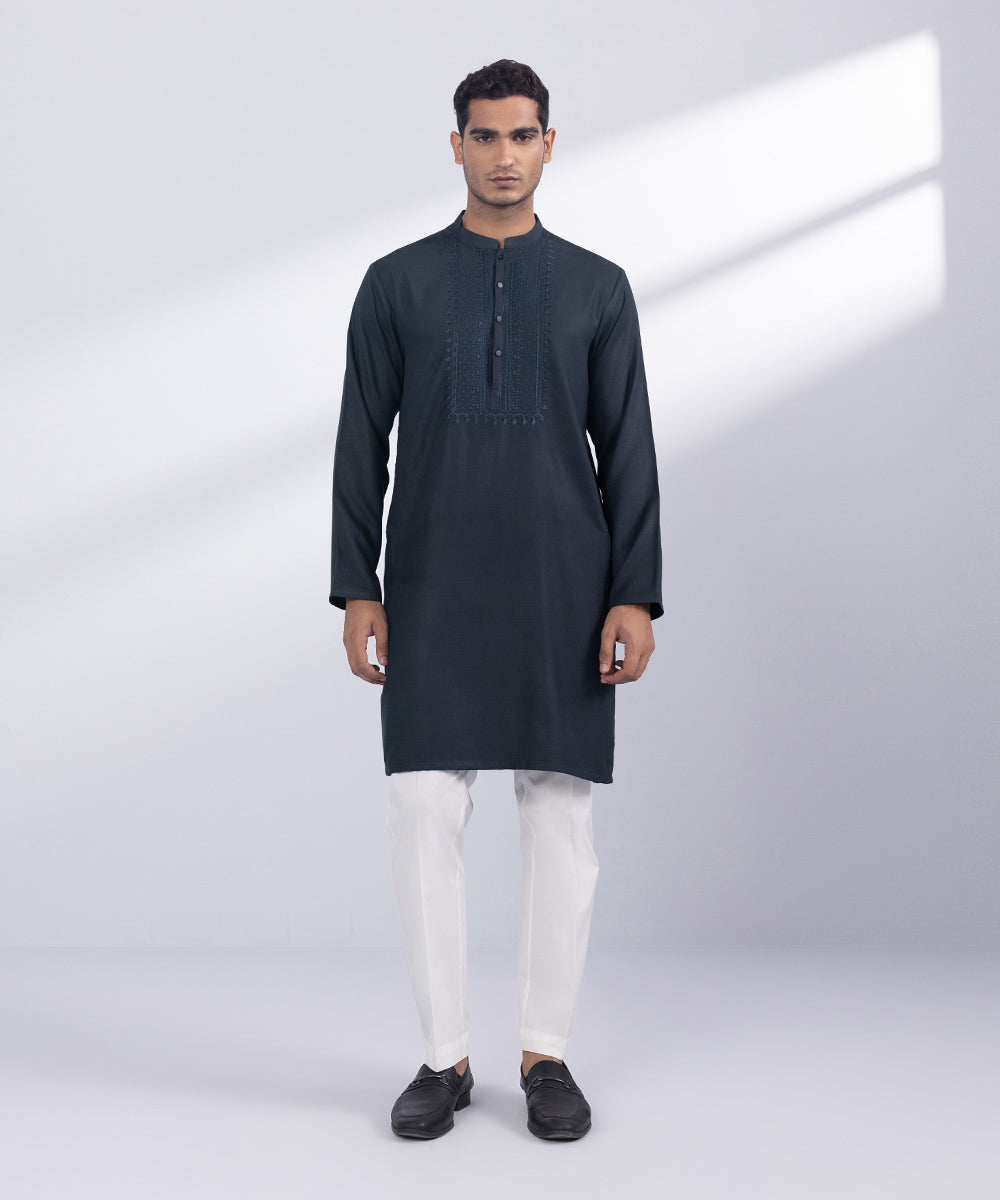 Men's Stitched Indigo Cotton Kurta