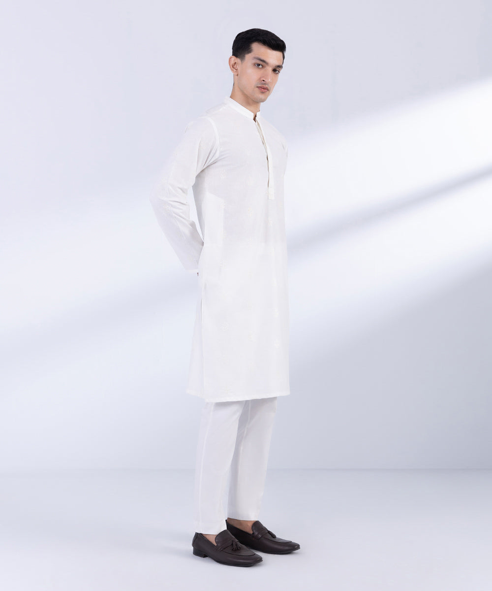 Men's Stitched White Wash & Wear Kurta