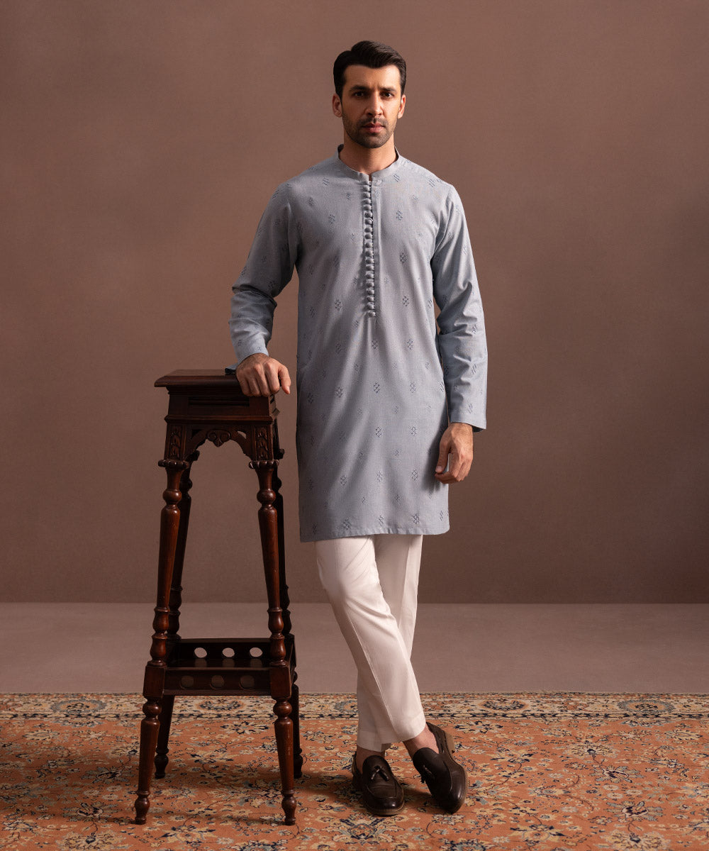 Men's Stitched Sea Green Wash & Wear Kurta