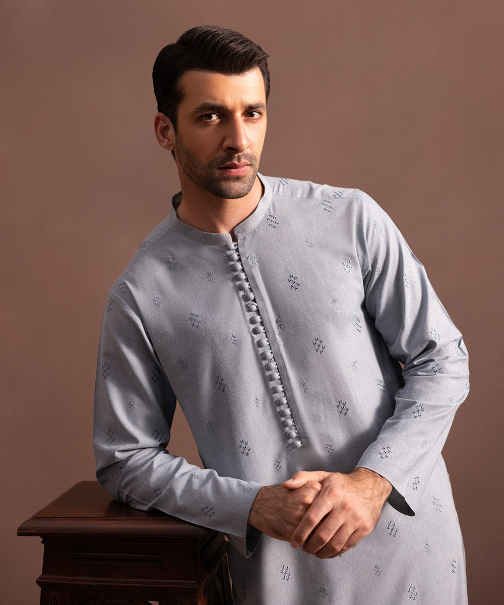 Men's Stitched Sea Green Wash & Wear Kurta