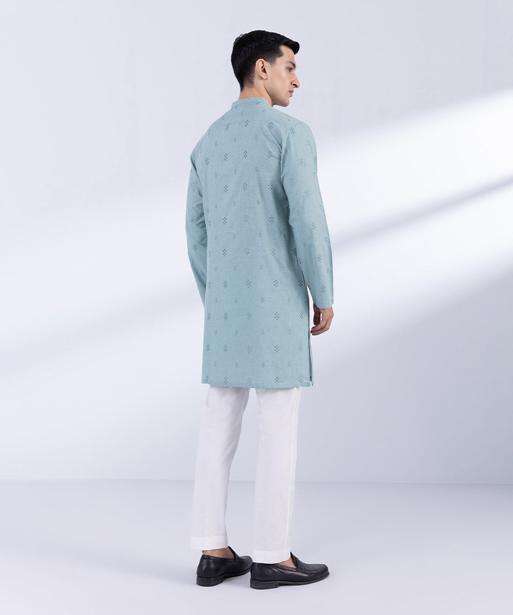 Men's Stitched Sea Green Wash & Wear Kurta