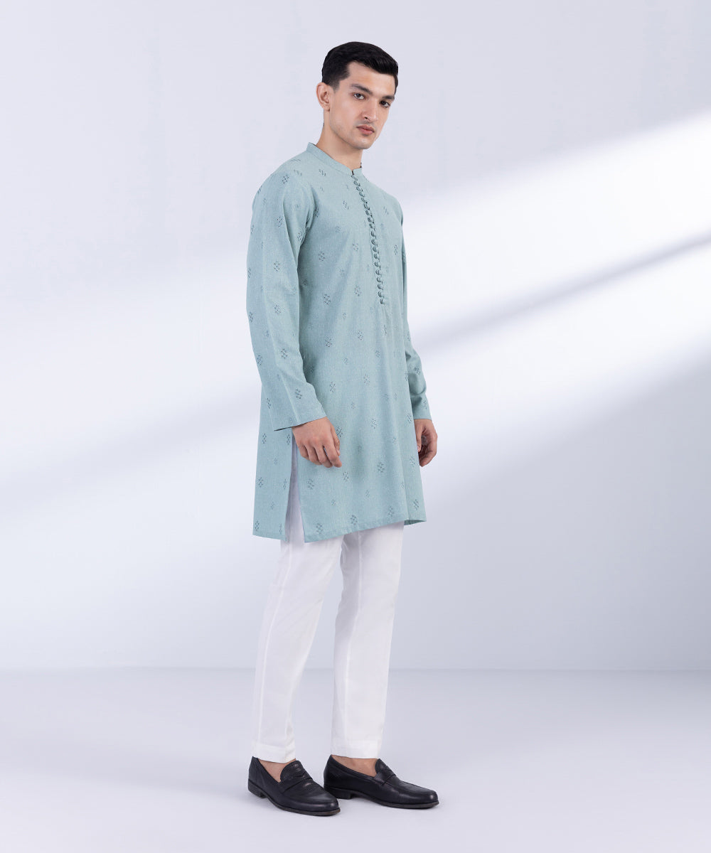 Men's Stitched Sea Green Wash & Wear Kurta