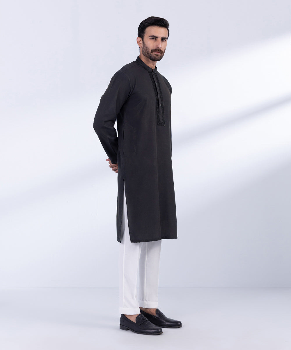 Men's Stitched Navy Premium Wash & Wear Kurta