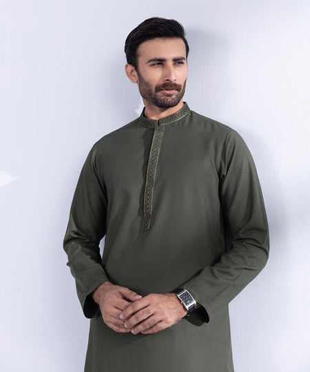 Men's Stitched Grey Premium Wash & Wear Kurta