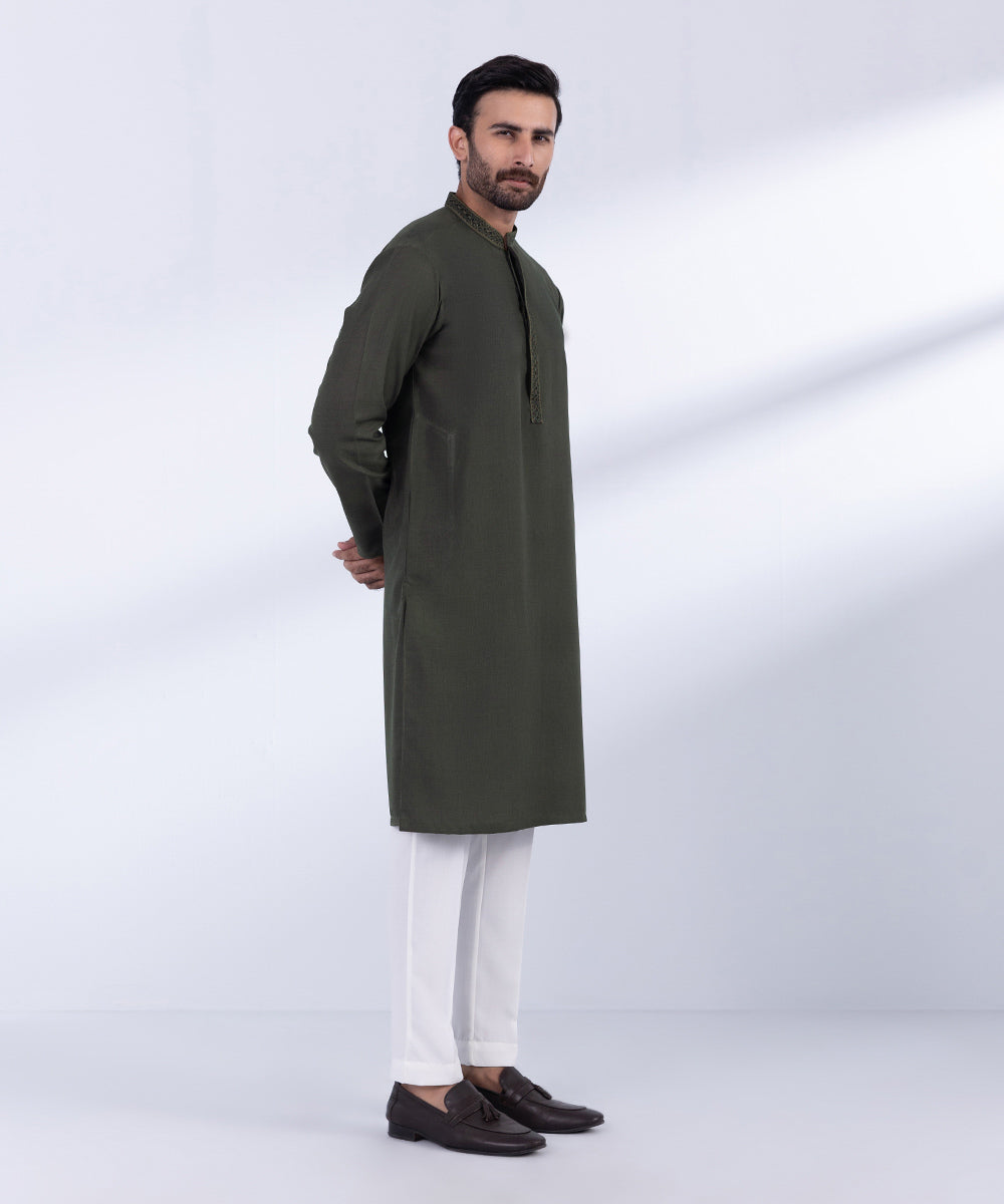 Men's Stitched Grey Premium Wash & Wear Kurta