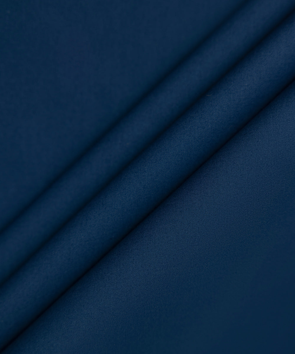 Men's Unstitched Cotton Embroidered Blue Suit
