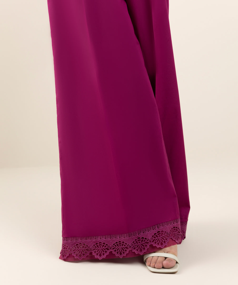Women's Pret Cambric Pink Dyed Flared Pants