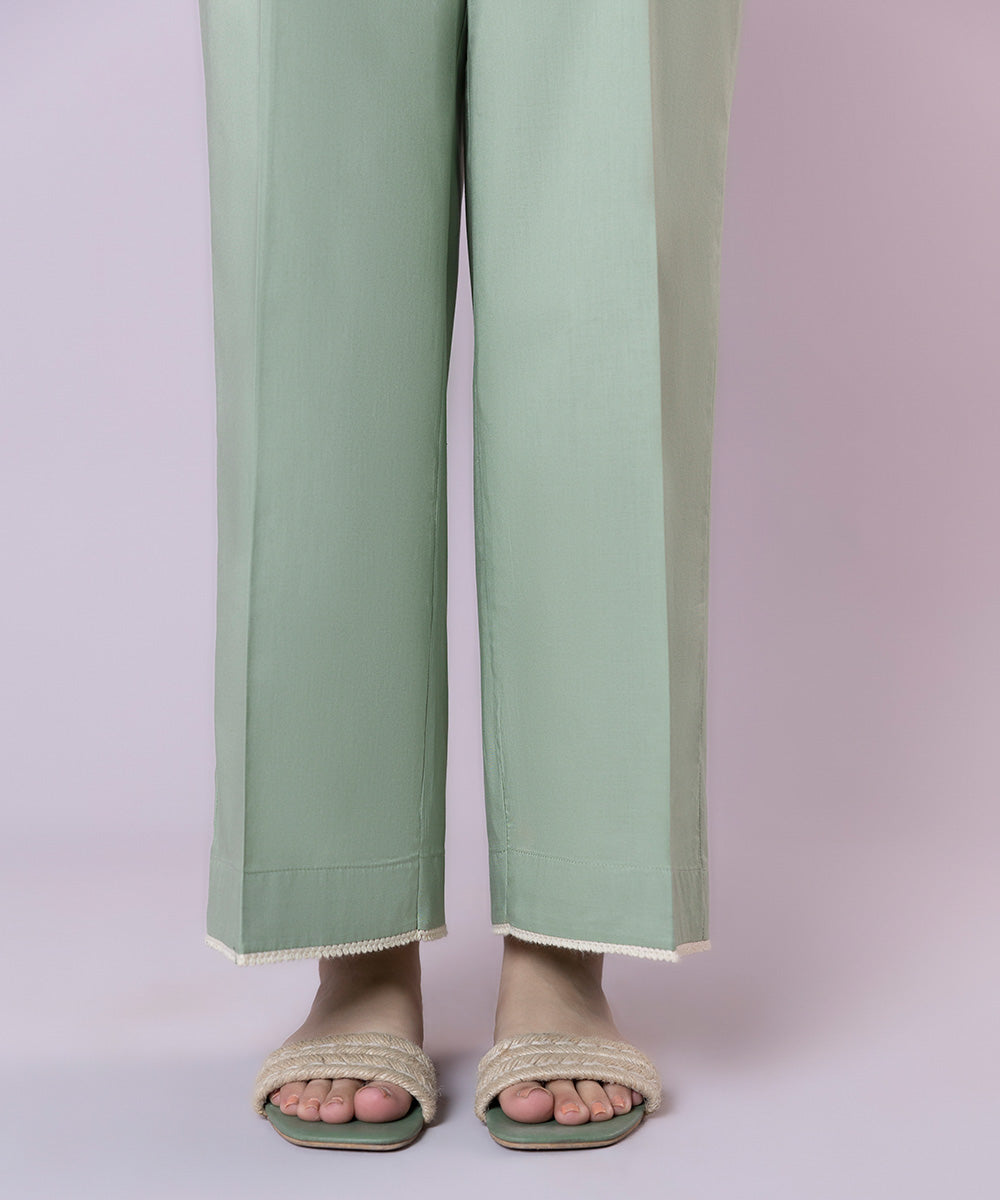 Women's Pret Cambric Solid Green Culottes