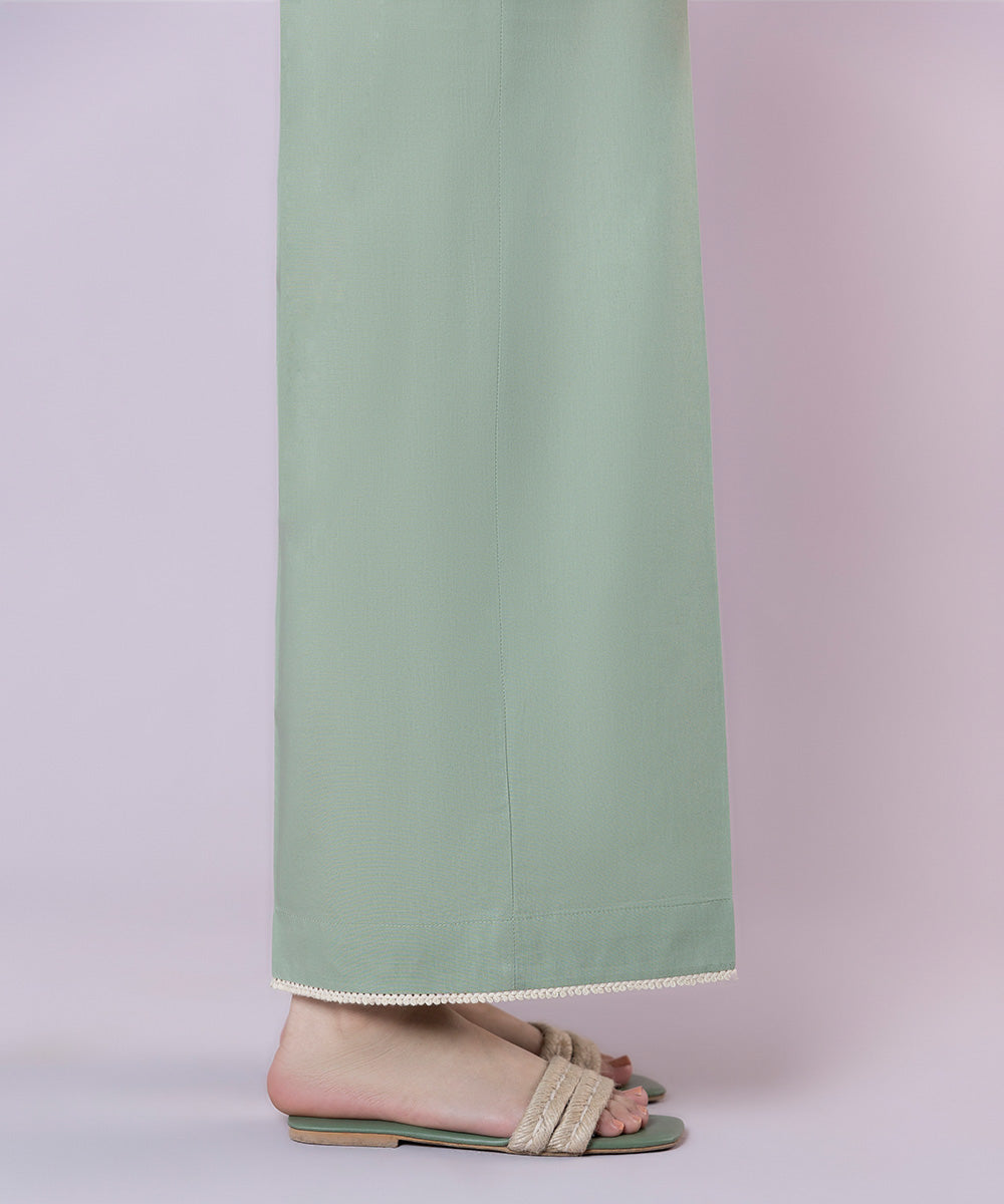 Women's Pret Cambric Solid Green Culottes