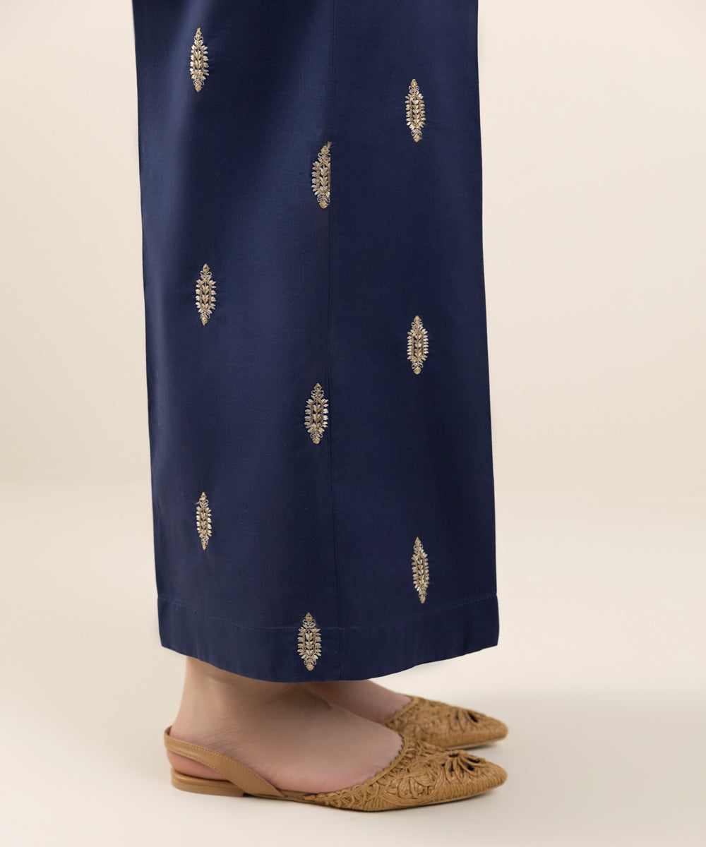 Women's Pret Textured Lawn Blue Dyed Culottes