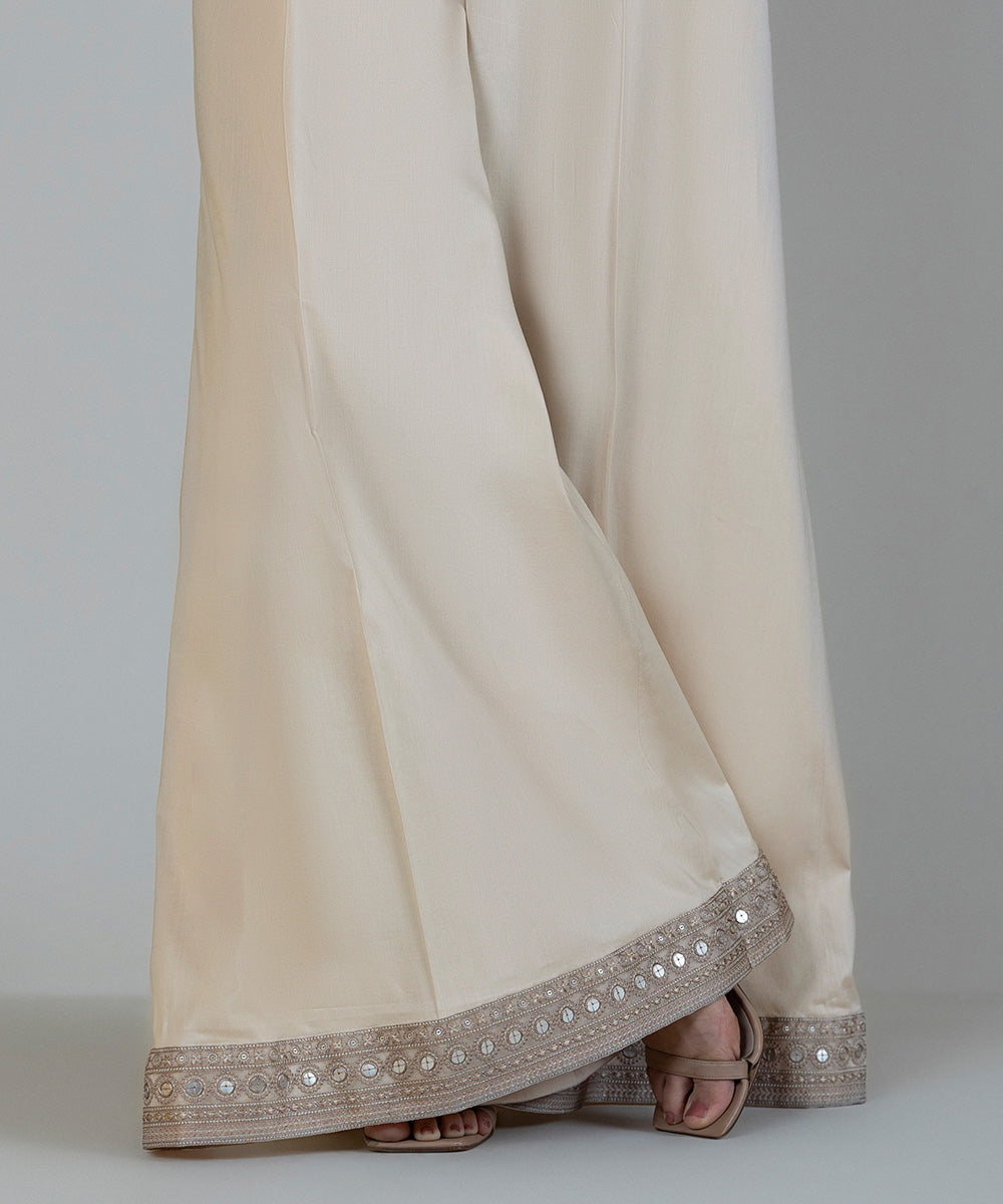 Women's Pret Cambric Embroidered Beige Sharara