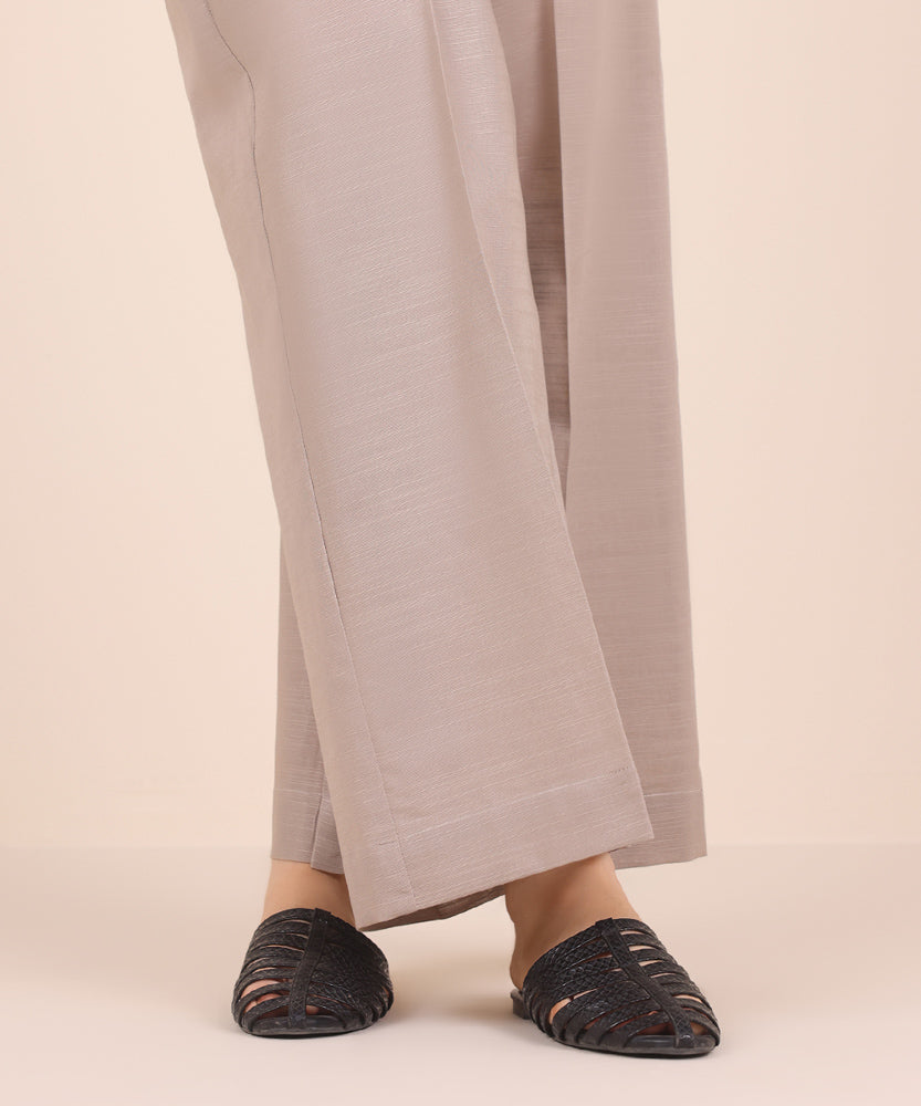 Women's Pret Solid Fawn Brown Khaddar Culotte Trousers