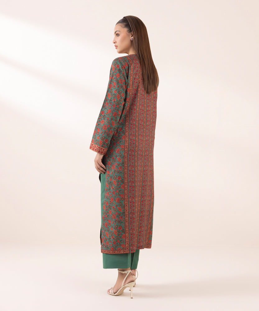 Women's Pret Printed Grass Green Linen A Line Shirt