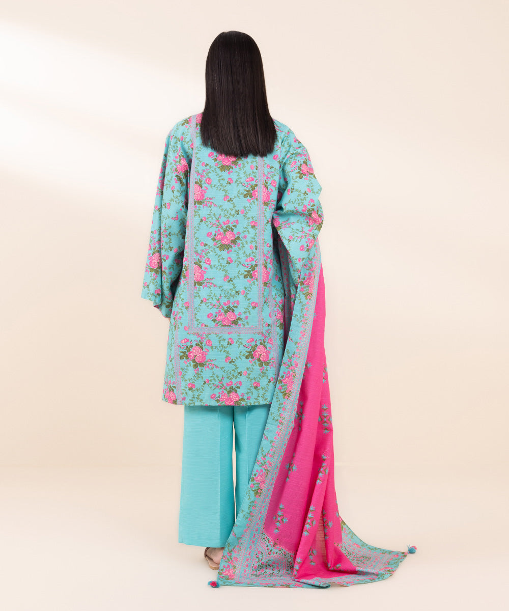 Women's Unstitched Printed Light Khaddar Three Piece Suit