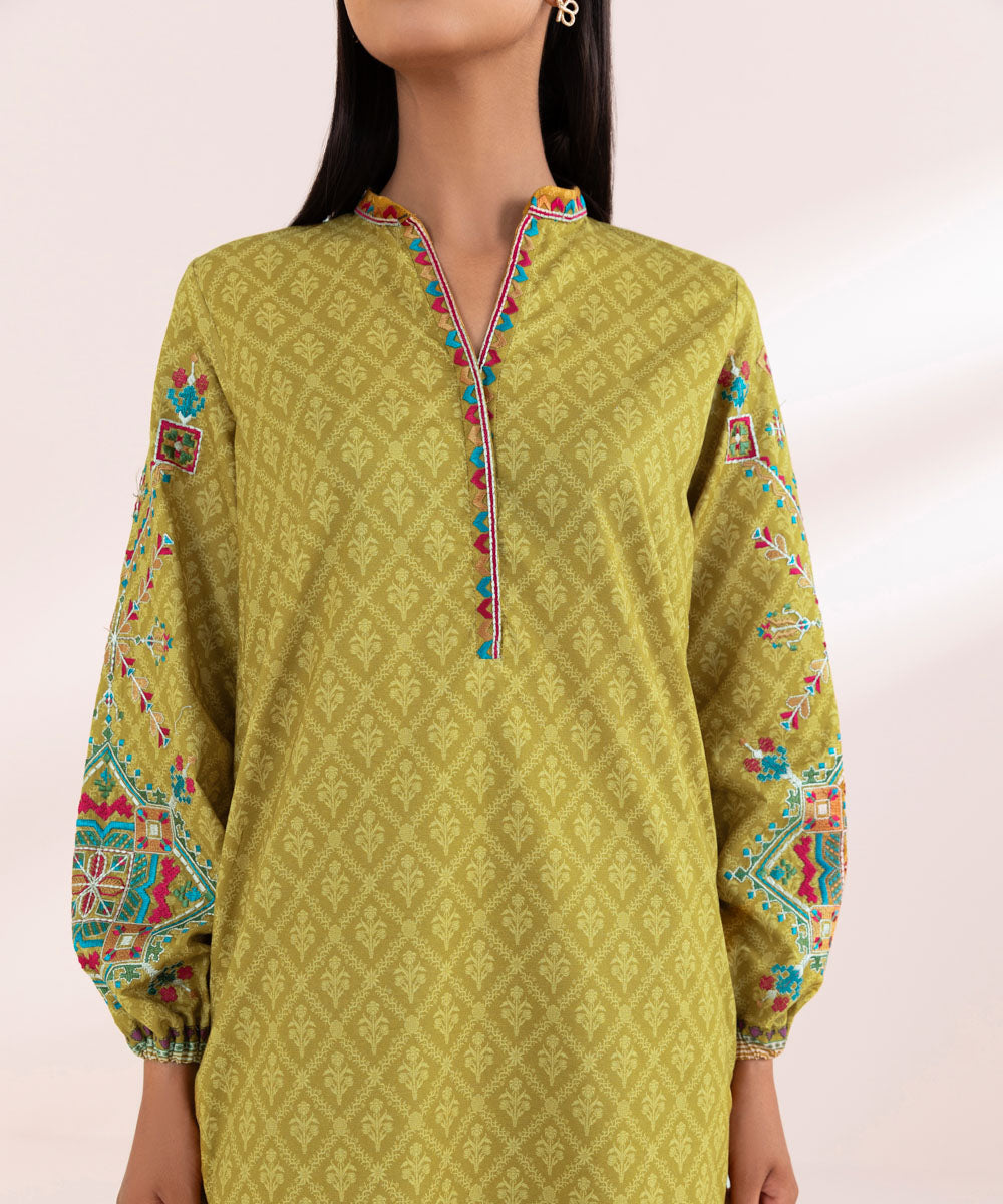 Women's Unstitched Lawn Yellow Embroidered 3 Piece Suit