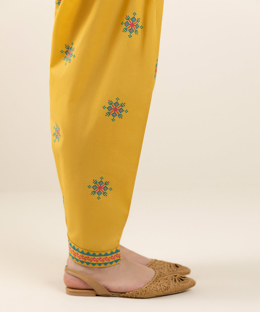 Women's Pret Textured Lawn Yellow Printed Shalwar