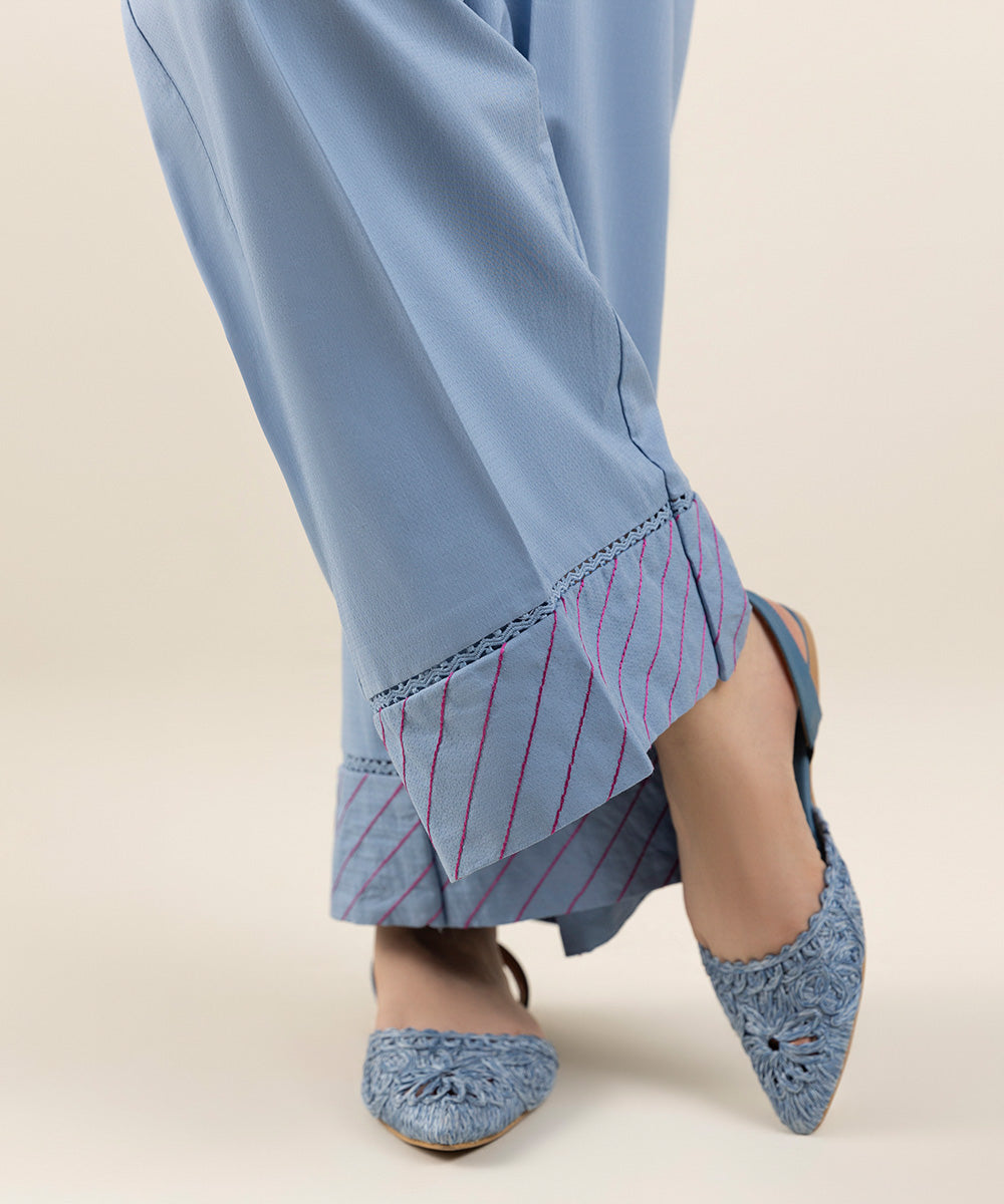 Women's Pret Dobby Blue Dyed Culottes