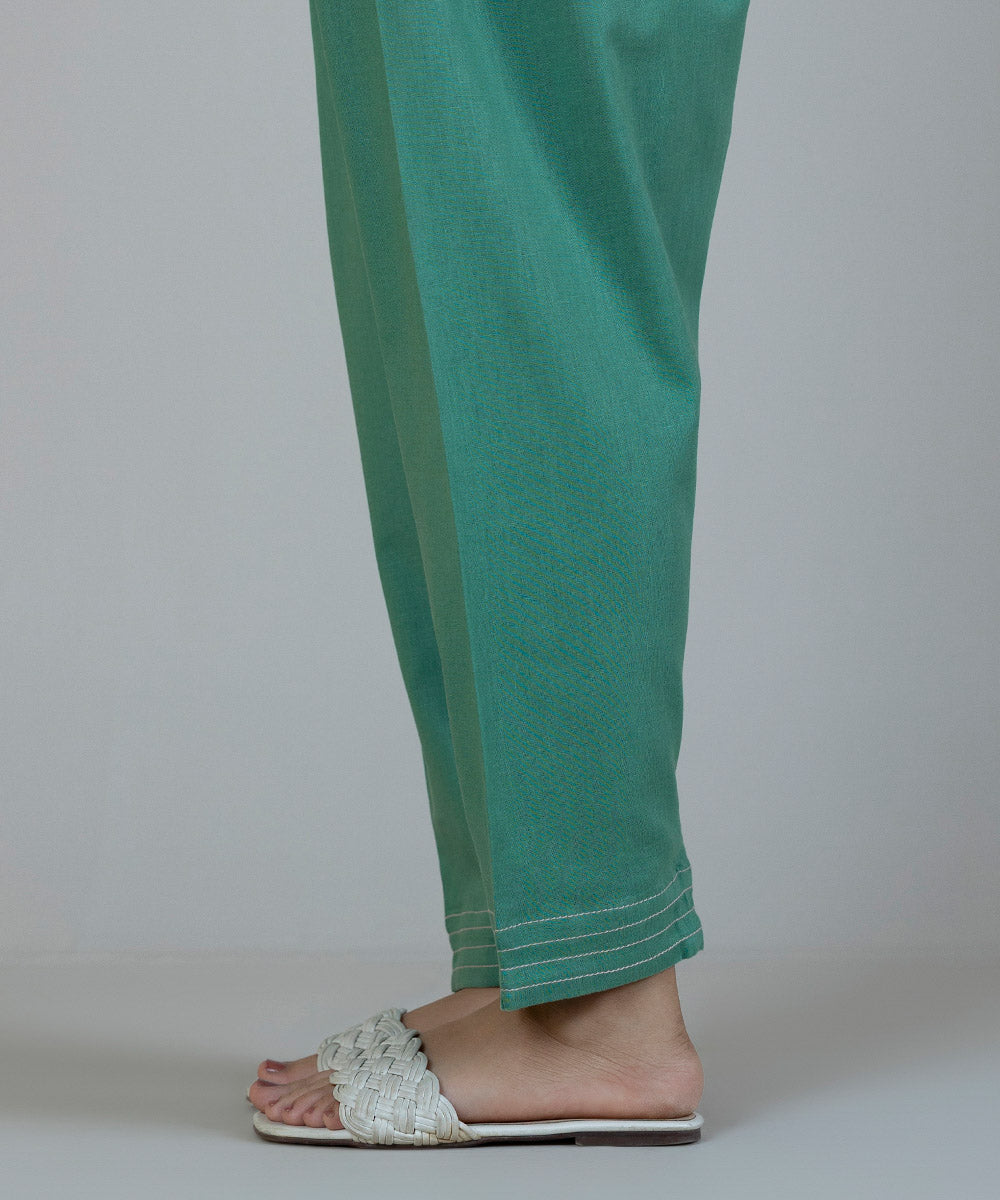 Women's Pret Cotton Linen Green Dyed Shalwar