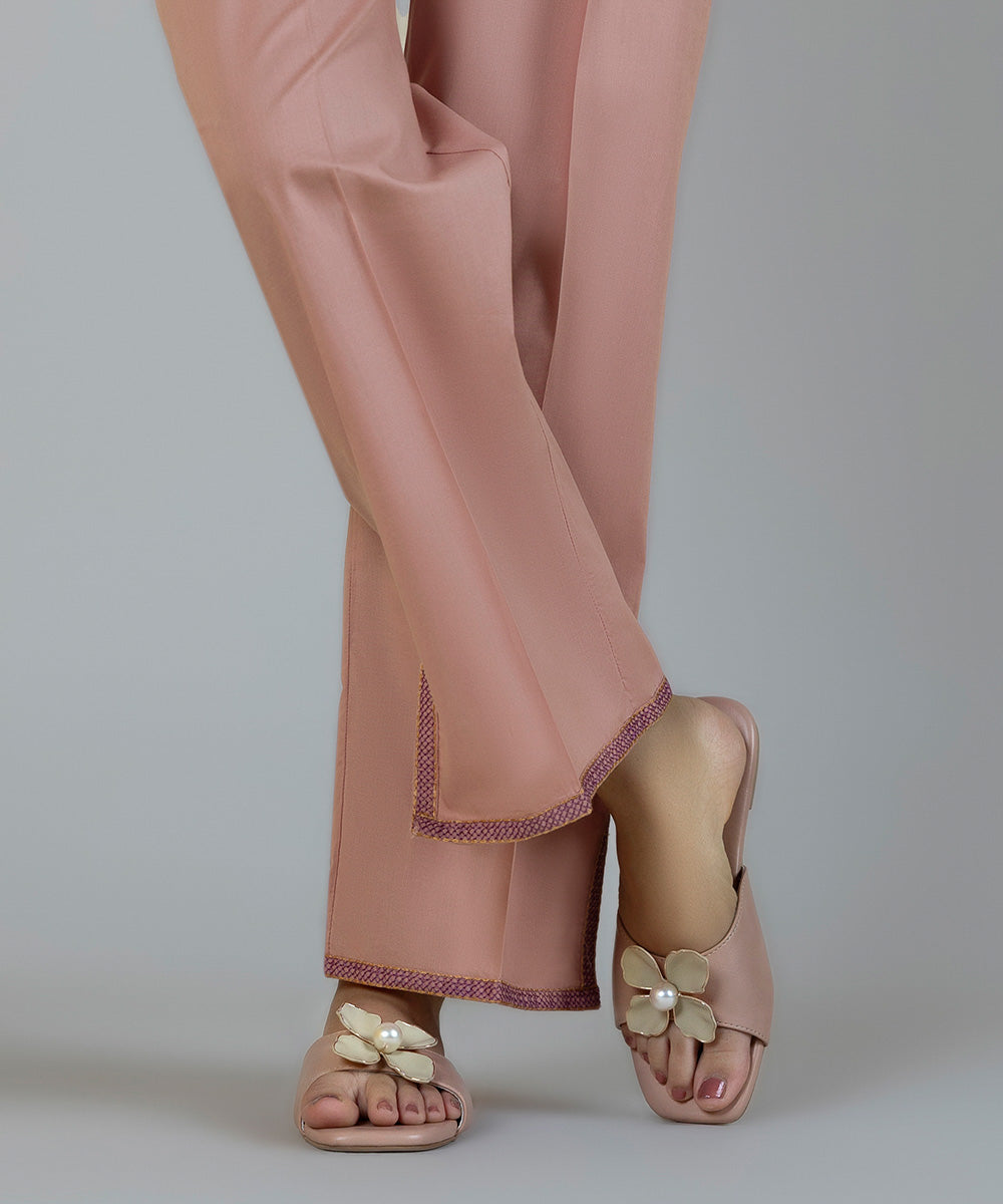 Women's Pret Cambric Embroidered Pink Straight Pants