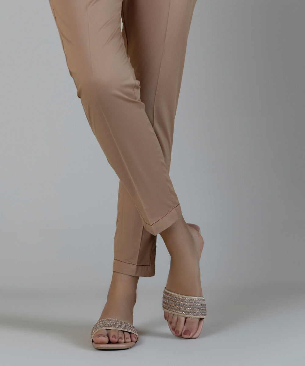 Women's Pret Cambric Brown Dyed Cigarette Pants