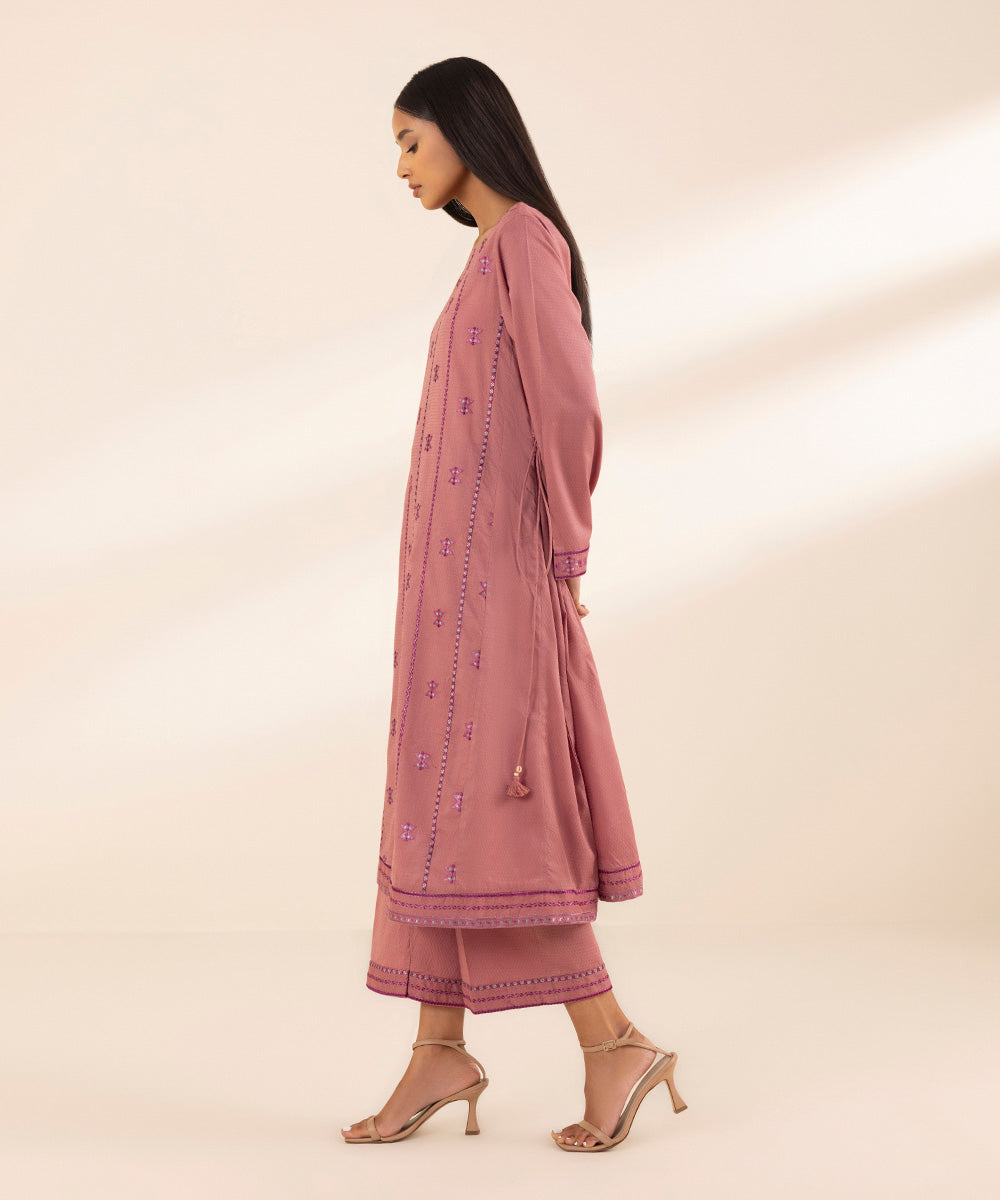 Women's Pret Dobby Pink Dyed A-Line Shirt