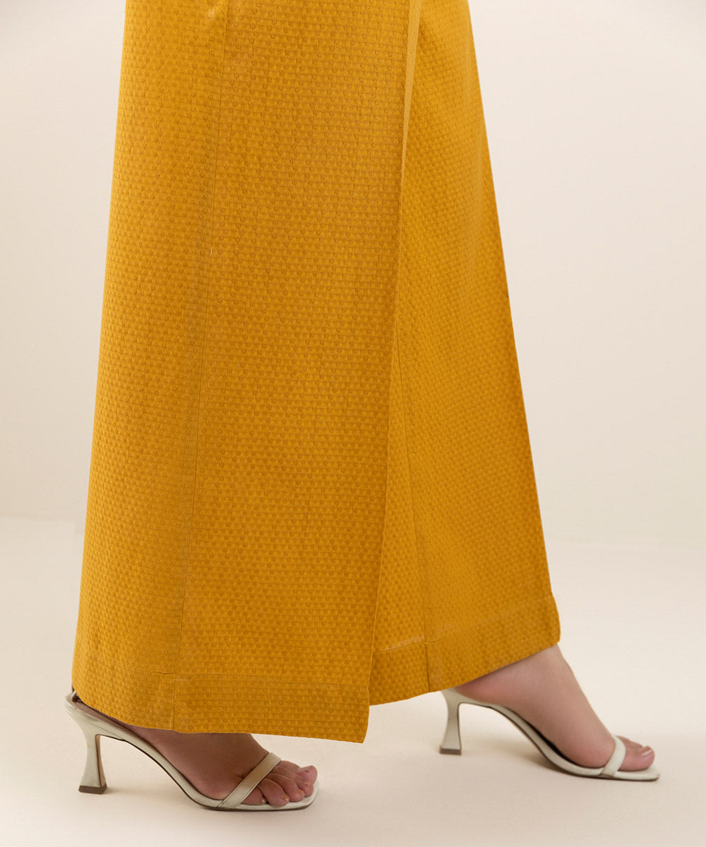 Women's Pret Dobby Yellow Dyed Culottes