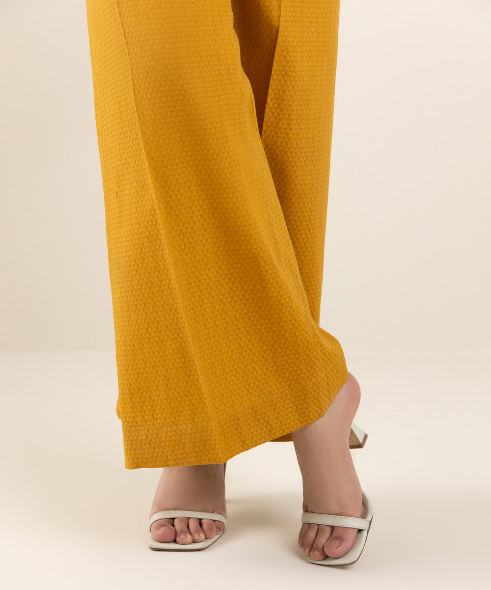 Women's Pret Dobby Yellow Dyed Culottes