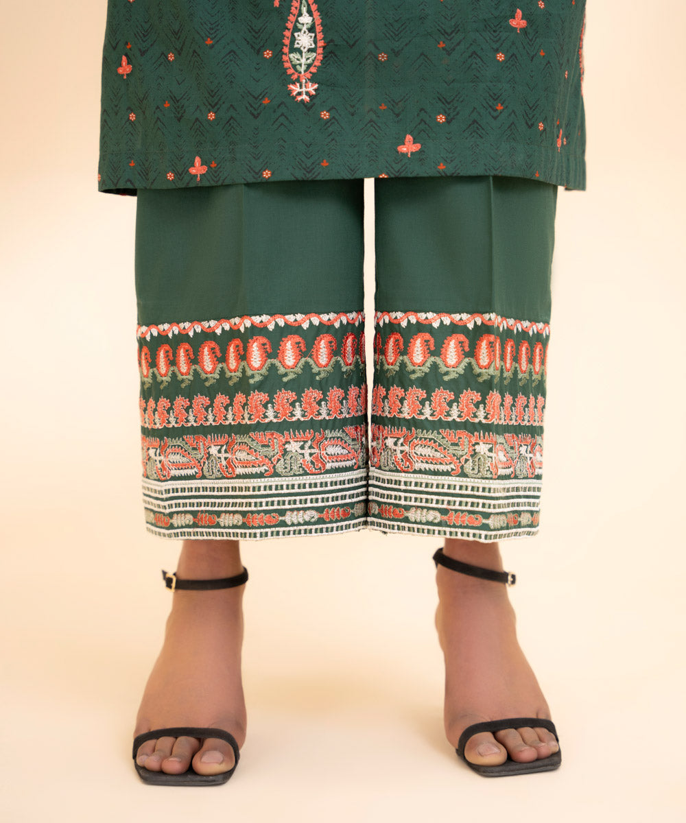 Women's Pret Cambric Green Solid Culottes
