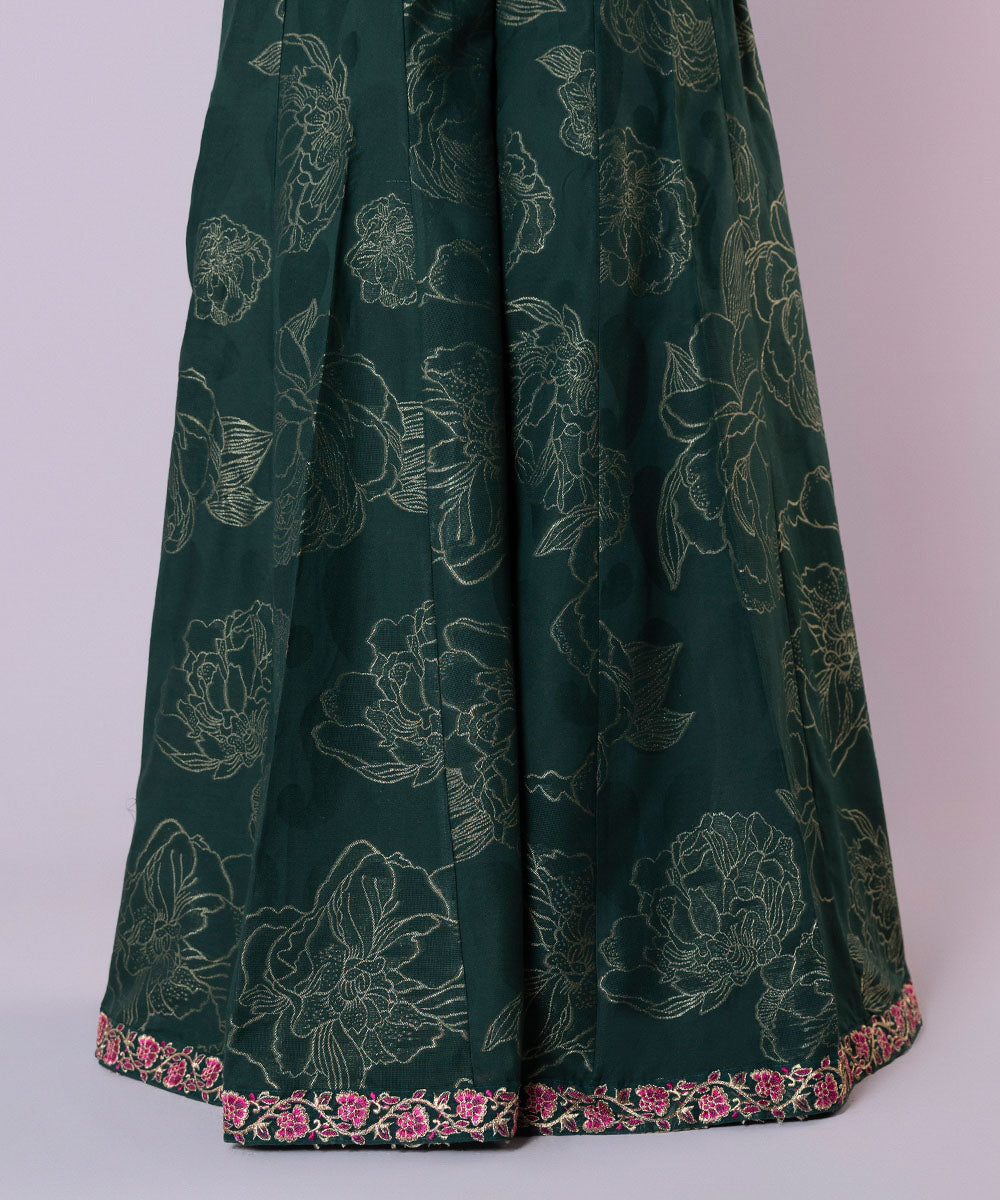 Women's Pret Extra Weft Jacquard Embroidered Green Sharara