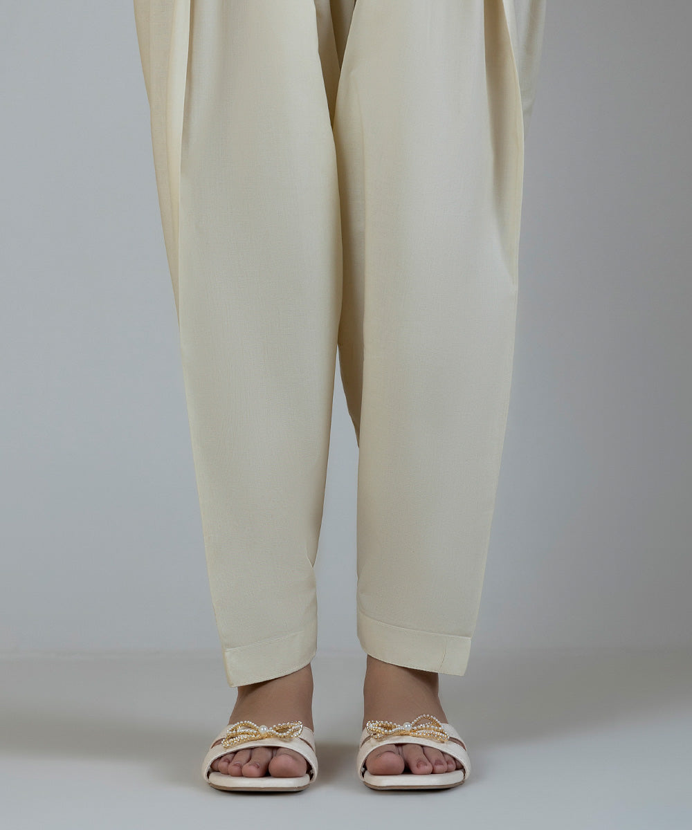 Women's Pret Cambric Off White Dyed Shalwar