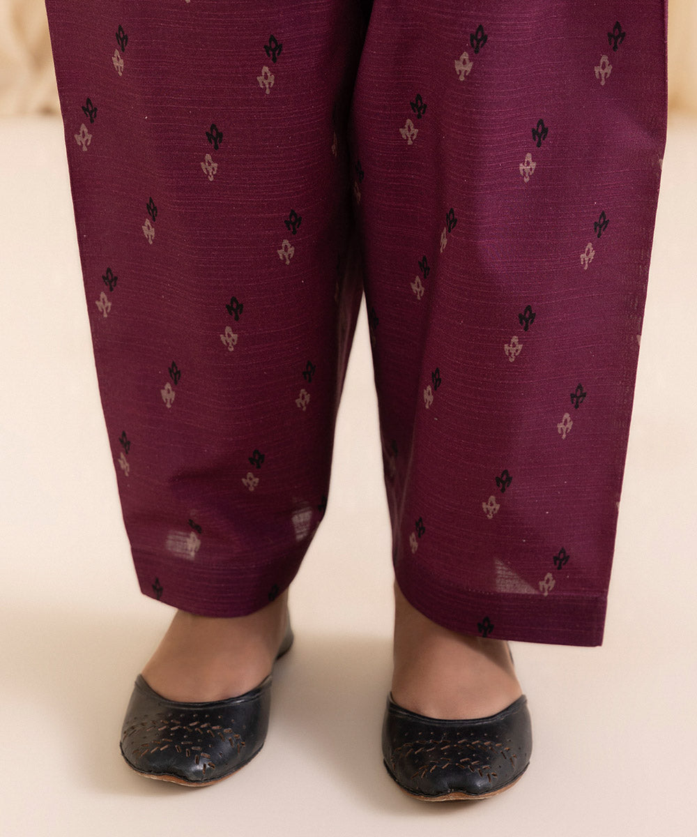 Women's Unstitched Printed Plum Khaddar Three Piece Suit