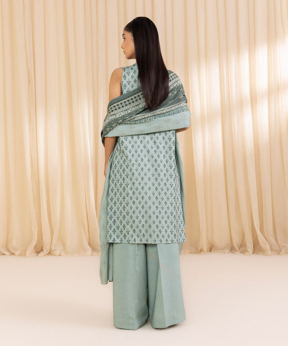 Women's Unstitched Printed Light Drizzle Linen Shirt and Dupatta