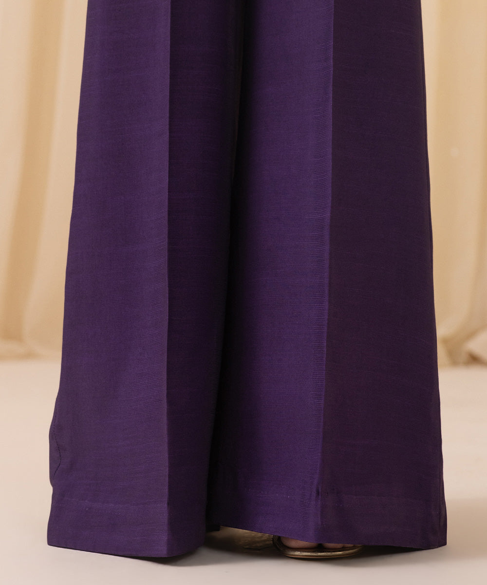 Women's Unstitched Purple Viscose Chiffon Three Piece Suit