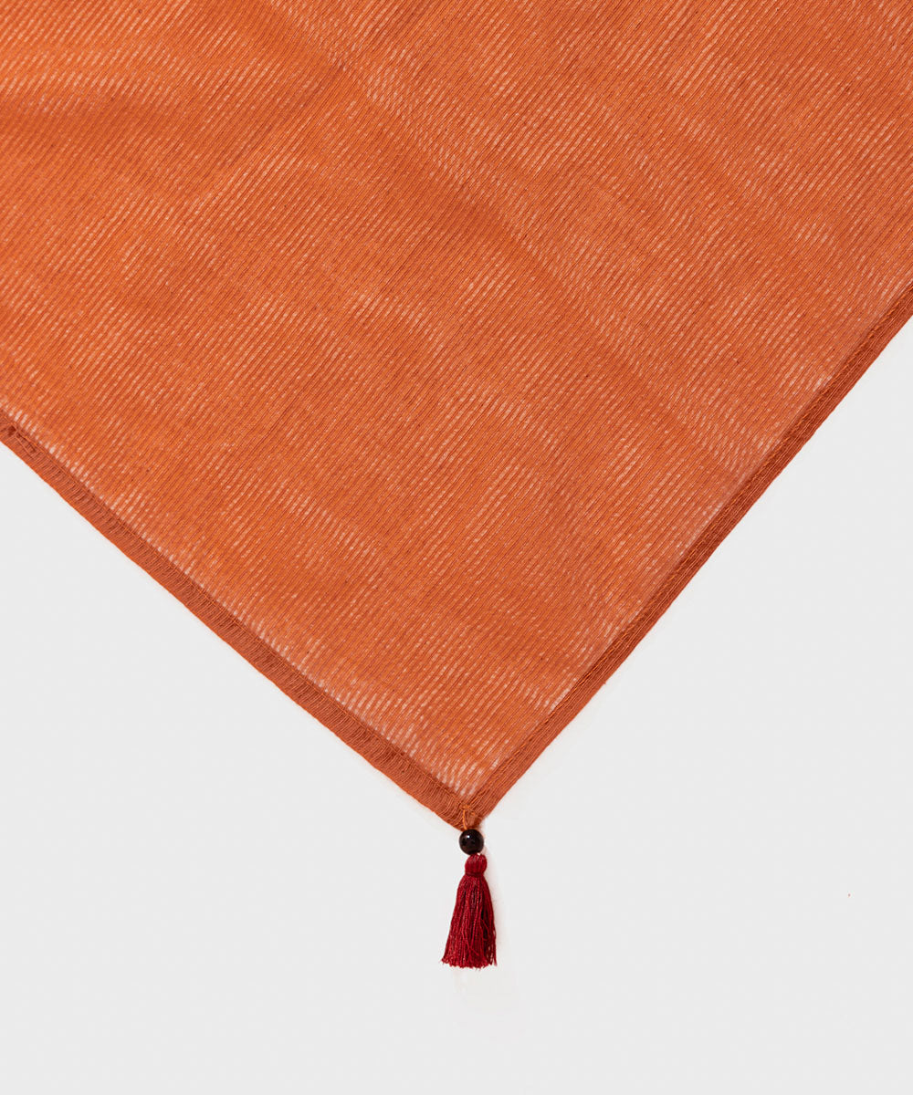Women's Intermix Pret Solid Blended Karandi Dobby Orange Dupatta