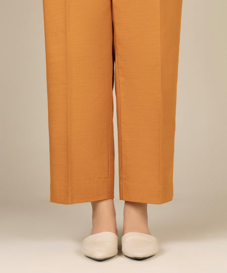 Women's Pret Khaddar Printed Orange Straight Pants
