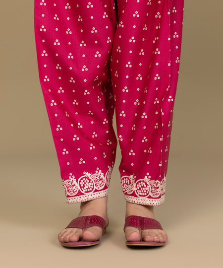Women's Pret Cambric Pink Printed Embroidered Shalwar