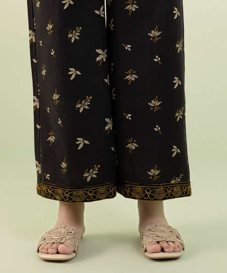 Women's Pret Khaddar Embroidered Black Culottes