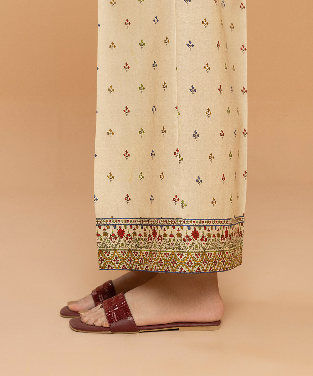 Women's Pret Printed Cambric Beige Culottes