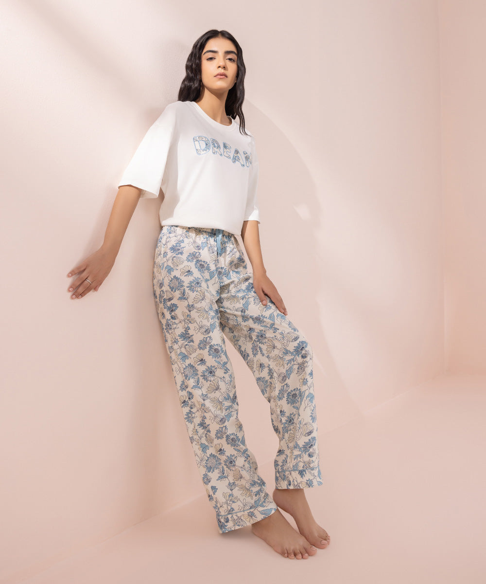 Women's Sleepwear Printed Viscose Trousers