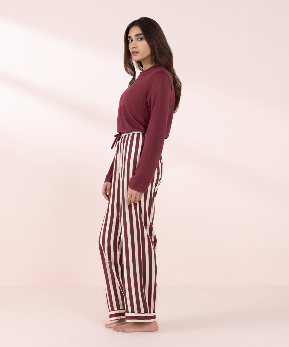 Women's Sleepwear Red Striped Pyjama