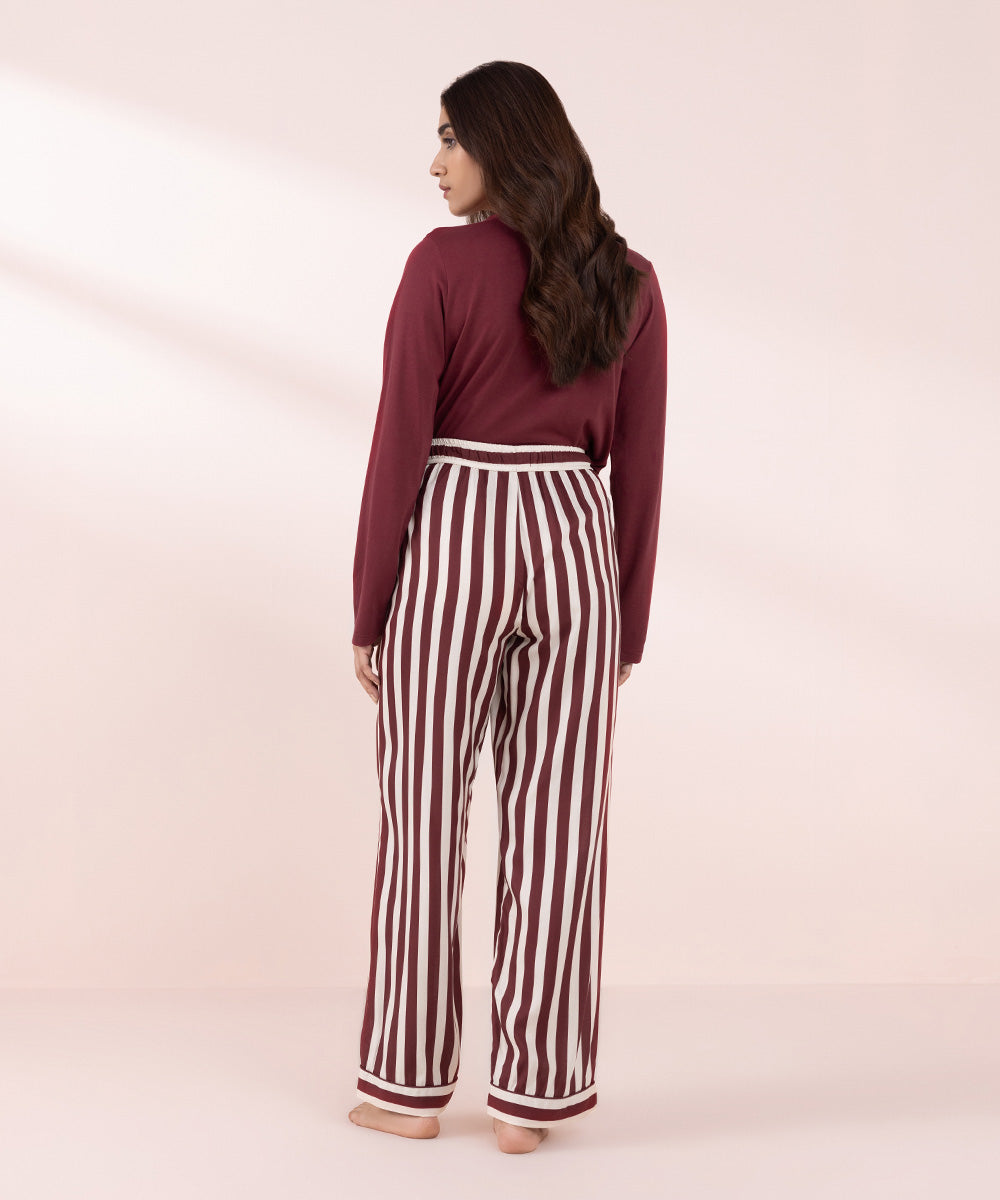 Women's Sleepwear Red Striped Pyjama