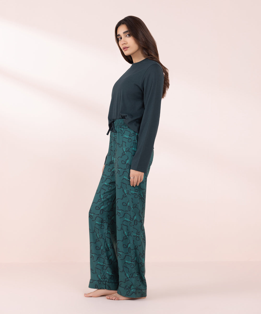 Women's Sleepwear Green Printed Pyjama