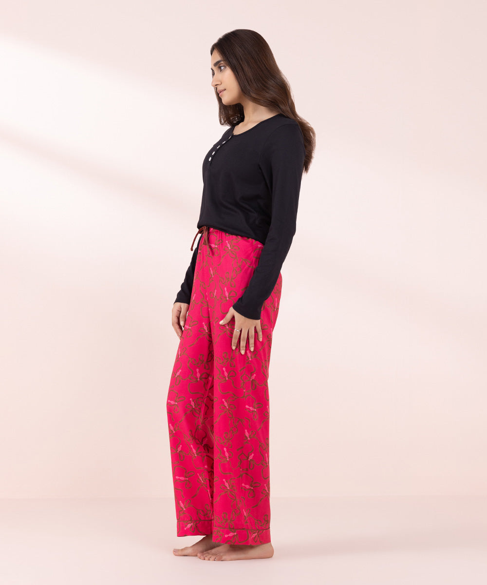 Women's Sleepwear Red Printed Pyjama