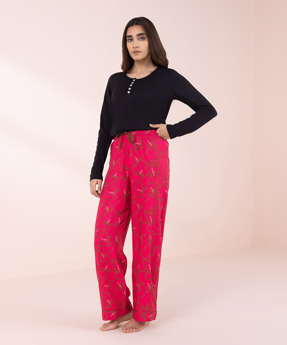 Women's Sleepwear Red Printed Pyjama