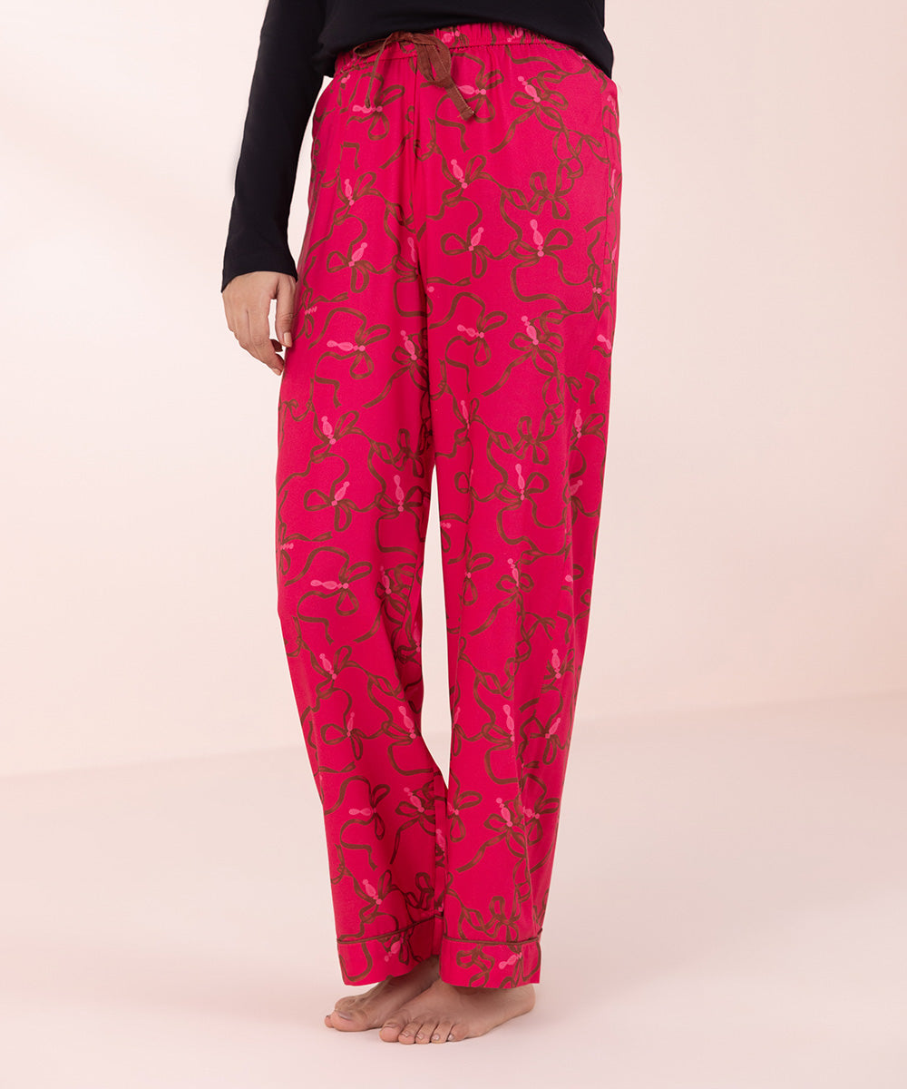 Women's Sleepwear Red Printed Pyjama