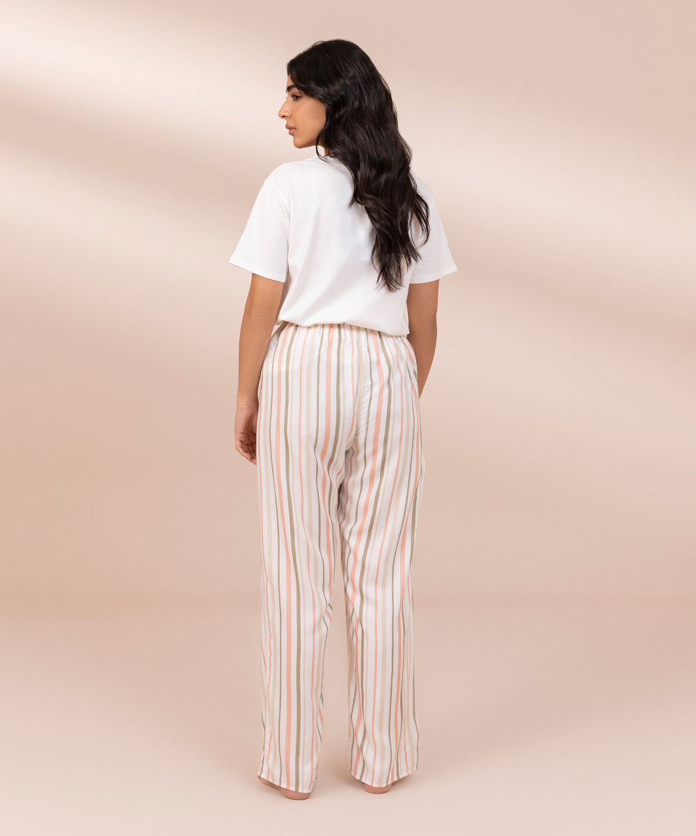 Women's Multicoloured Stripe Printed Pyjama