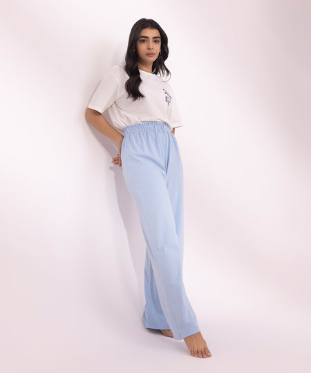 Women's Sky Blue Jersey Trousers