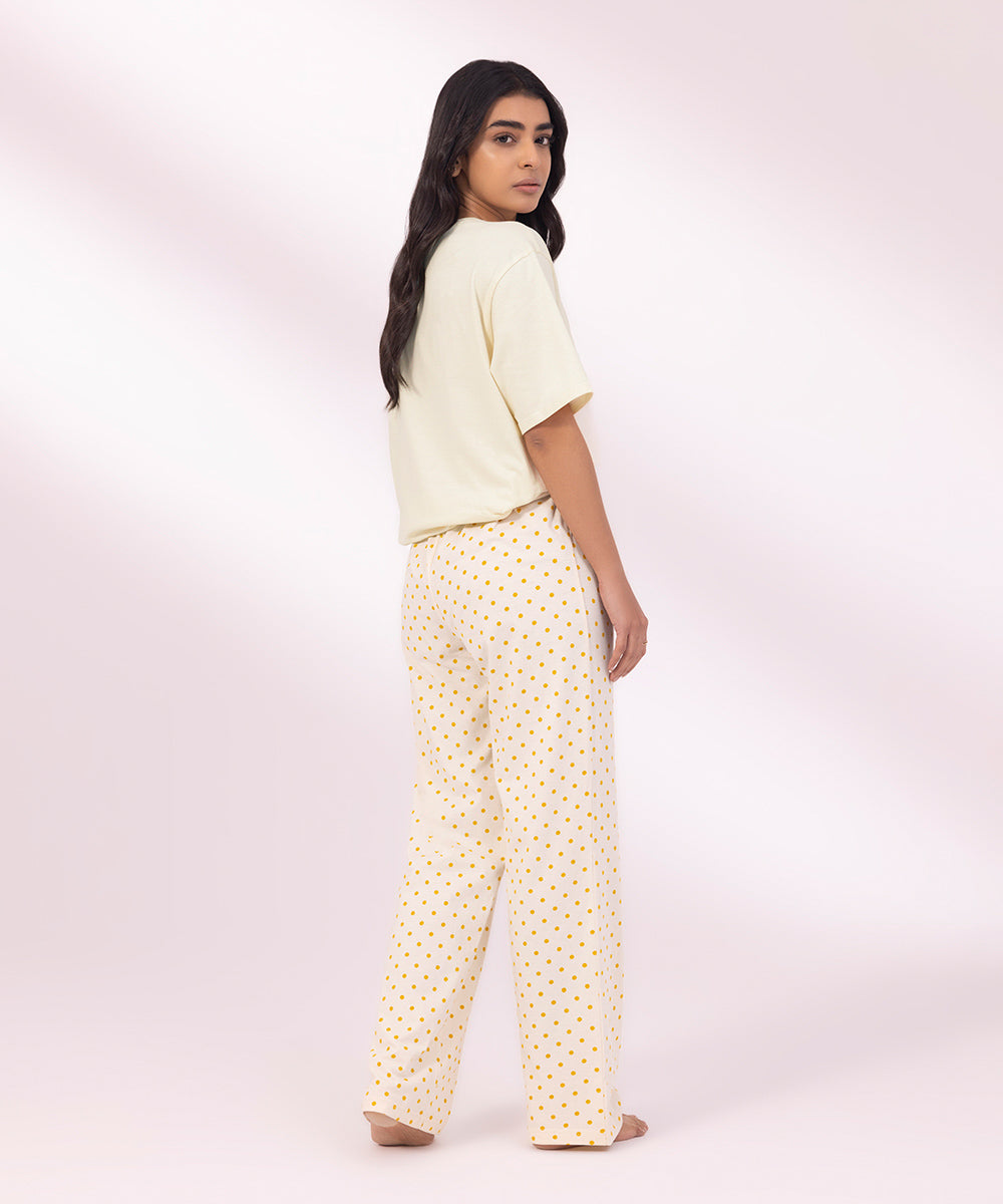 Women's Beige Printed Jersey Trousers