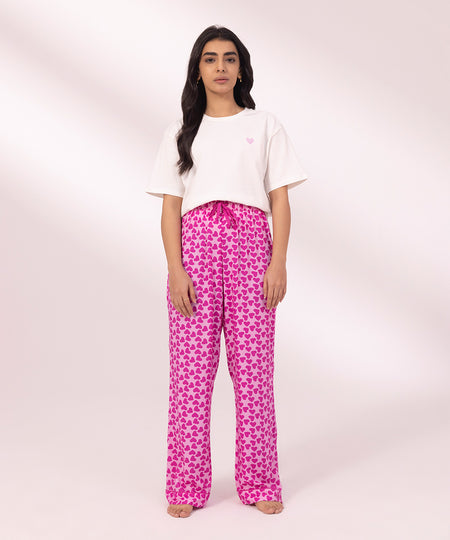 Women's Pink Printed viscose Trousers