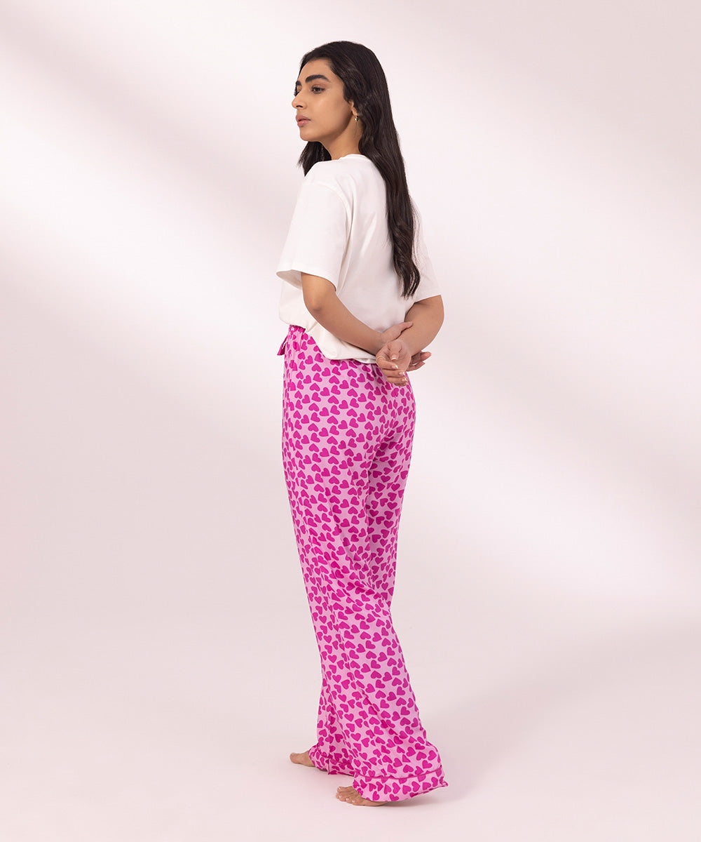 Women's Pink Printed viscose Trousers
